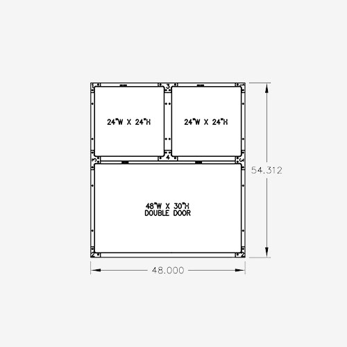 48"W 60"H, 2-Tier, 3-Cage Configuration