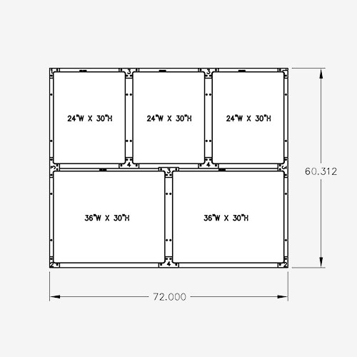 72"W 60"H, 2-Tier, 5-Cage Configuration