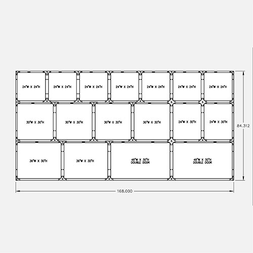 168"W 84"H, 3-Tier, 17-Cage Configuration